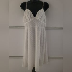 CUPSHE Swiss Dot White Zipper Sleeveless Flow Dress Size M